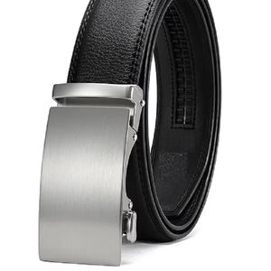 เข็มขัดหนังแท้ปรับแต่งได้สไตล์เป็นทางการพร้อมหัวเข็มขัดเหล็ก - Product Image 1