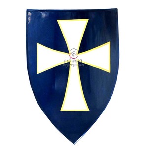 Escudo de Guerrero Cruzado Templario de Acero y Madera con Diseño de Cruz Medieval Antigua Pulida de Alta Calidad para Halloween - Product Image 4