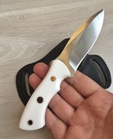 Couteau de chasse fixe professionnel de haute qualité en acier 440C EDC avec poignée en résine gaine en cuir outil de Camping en plein air personnalisable