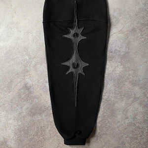 Sweat à capuche vintage pour homme délavé à l'acide avec blocs de couleur contrastés, coupe ample, broderie et patch, teint uni pour l'hiver - Product Image 5