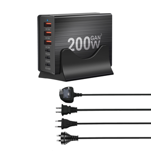 Nuevo cargador de escritorio GaN de 200W, estación de carga rápida de 6 puertos con SCP y PD 3,0 100W <span class=keywords><strong>USB</strong></span> <span class=keywords><strong>C</strong></span> para <span class=keywords><strong>MacBook</strong></span> <span class=keywords><strong>Pro</strong></span> y iPhone 15/14/13 - Product Image 2