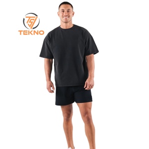 Camiseta de algodón 100% de gran tamaño de lujo para hombre, logotipo personalizable, camiseta en blanco personalizable de longitud larga de peso pesado de alta calidad - Product Image 1