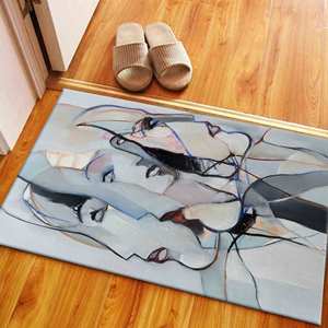Alfombra Estampada con Diseño de Rostro de Mujer: Diseño Abstracto Moderno para Hogar y Oficina, Alfombra Delgada No Tejida - Product Image 5