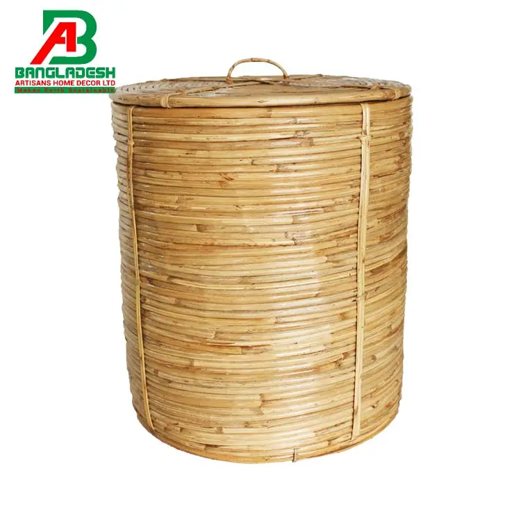 Duurzame 100% Effen Cane Handwoven Ronde Grote Ecofriendly Rieten Riet Wasmand Gemaakt In Bangladesh Vietnam China India