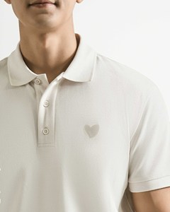 Camisa Casual de Punto Estampada para Hombre, Manga Corta, Cuello Ajustado, Detalle de Botones, Transpirable, Algodón y Poliéster, Largo Regular, Logotipo Frontal - Product Image 3