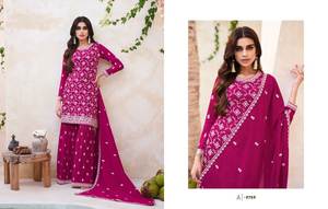 Heavy Georgette Embroidery Work Sharara Plazzo <b>Suit</b> by Royal Export - Product Image 3