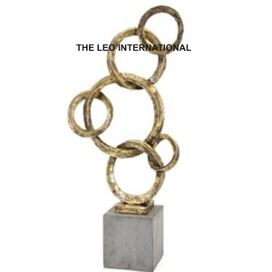 Nouvelles sculptures métalliques décoratives de design célèbre, feuilles dorées dans un anneau noir, accessoires de décoration intérieure - Product Image 5