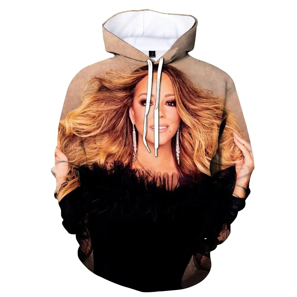 Nueva moda para hombres y mujeres cantante Pop Mariah Carey 3D impreso Sudadera con capucha Unisex Hip Hop Casual Sudadera con capucha de gran tamaño
