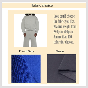 Ensemble de survêtement de luxe avec logo personnalisé, sweat à capuche oversize à épaules tombantes en molleton zippé et pantalon de survêtement pour unisexe - Product Image 6