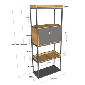 Standing Type Decorative Shelf with <b>Drawers</b> Rubber Wood and Iron Frame KS68121 for Living Room - Product Image 6
