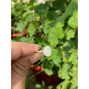 Bague vintage en opale naturelle, argent sterling 925, faite à la main, style antique, bague en pierres précieuses, fournisseur de bijoux en gros - Product Image 3