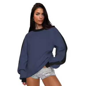 Noir Couleur Ras Du Cou Coton Pull Surdimensionné Personnalisé Brodé Femmes Sweat Plaine Ras Du Cou Sweat Femmes Du Pakistan - Product Image 4