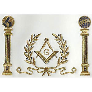 Mandil Masónico Personalizado de la Logia Maestra con Pilares, Insignia Masónica Bordada, Mandiles Masónicos Cómodos - Product Image 2