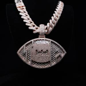 Custom Iced Out Rugby <b>Pendant</b> | 925 Sterling Silver | VVS Moissanite | Micro Pave | Hip Hop Jewelry - Product Image 3