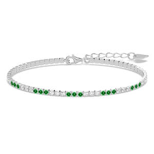 Bracelet tennis fin argenté vert 2 mm, accessoire de sport tendance - Product Image 1