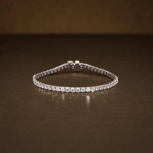 Pulsera de Diamantes de Laboratorio de Moda, Oro Blanco de 14k, Corte Brillante Redondo, Pulseras de Tenis de Diamantes de Lujo al por Mayor para Joyerías - Product Image 1