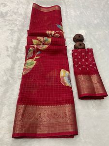 Glow & Shine haute qualité doux Tussar soie Dola tissu multicolore numérique imprimé Latkan travail confortable indien pakistanais Saree - Product Image 3