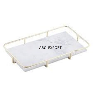 Plateau de luxe en marbre gris et blanc de qualité ustensiles de cuisine plateau de café plateau de service moderne de grande taille pour accessoires de cuisine - Product Image 6