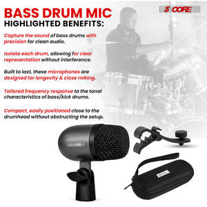 ไมโครโฟน 5Core Tom Snare Mic แบบไดนามิกคาร์ดิออยด์สำหรับชุดกลอง เครื่องดนตรีประเภทเพอร์คัชชัน สีดำ - Product Image 6