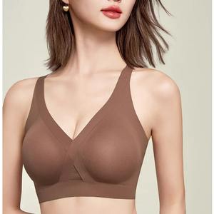 Soutien-gorge de sport sans couture léger à imprimé, col en V, dos nu, pour femmes, vente en gros, noir, pour le yoga, la course à pied et le fitness - Product Image 5