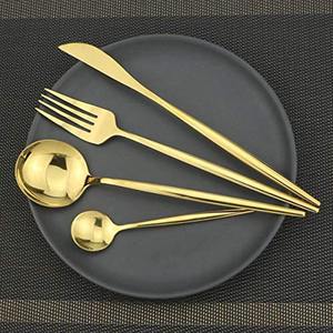 Fourchette Cuillère Long Fil Manche Noué Vaisselle En Acier Inoxydable Argent Haute Poli Argenterie cuillère et fourchette ensemble - Product Image 5