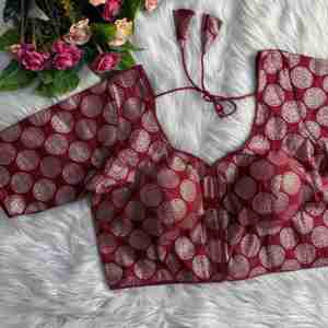 Fancy Premium Quality Exclusive Stylish Modern Exclusive Dola Silk With Zari Weaving Blusa para la venta - Product Image 6