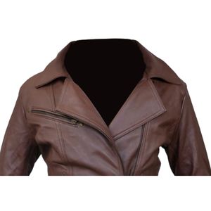 Chaqueta de Motocicleta de Cuero PU 100% Genuino, Hecha a Medida, de Primera Calidad para Mujer, Elegante, con Estampado Frontal, Cortavientos, para Invierno - Product Image 2