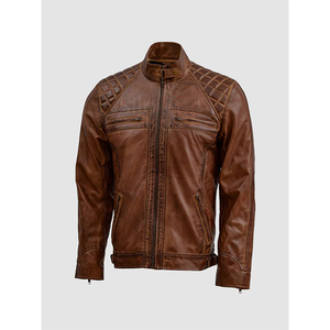 2025 Veste en cuir marron véritable tendance OEM chaude pour hommes coupe-vent prix de gros bas quantité minimale de commande hiver mode grande taille vestes - Product Image 6