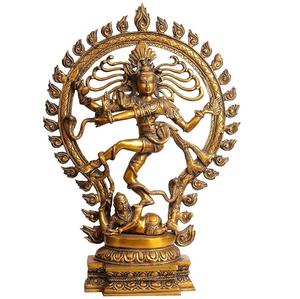 Danza hecha a mano Shiva Heavy Brass Nataraja Idol con acabado antiguo Belleza de larga duración para interiores sagrados de la India - Product Image 1
