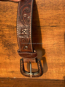 Cinturones florales pintados a mano y mecanizados a mano, cinturones unisex de cuero auténtico hechos a mano, novedad - Product Image 3