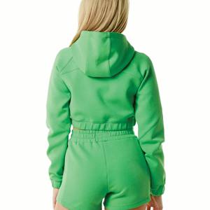 Sudadera corta de cuello alto de forro polar Sherpa grueso para mujer, estilo coreano, para estudiantes, otoño-invierno, con media cremallera, cálida - Product Image 4