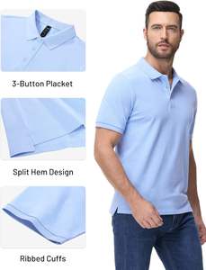 เสื้อยืดผู้ชายแบบคลาสสิก ผ้าถักเนื้อนุ่ม กระดุมติดแบบ ODM สไตล์ลำลองสมาร์ท เหมาะสำหรับใส่ทำงานและกิจกรรมกลางแจ้ง - Product Image 4