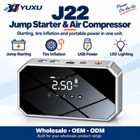 Démarreur de voiture et moto YUXU J22 12V avec compresseur d'air, affichage numérique, batterie externe USB, lumière LED, courant de crête 1000A