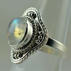 925 Sterling Silver Rainbow Moonstone <b>Statement</b> <b>Ring</b> Handmade Boho June Birthstone Jewelry Perfect Gift for Her One Size - Product Image 3