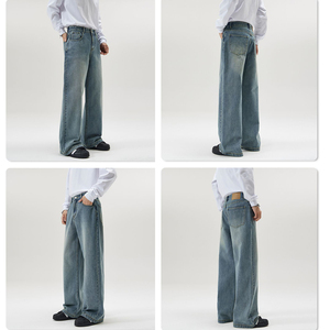 Tùy Chỉnh Y2K Cao Đường Phố Rửa Lỏng Phù Hợp Với Quần Jean Cho Nam Giới Rộng Chân Ánh Sáng Màu Xanh Thẳng Baggy Denim Quần Baggy Người Đàn Ông Của Quần Jean - Product Image 3