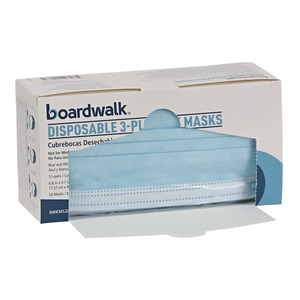 Mascarillas reutilizables Boardwalk de 3 capas, azules, antipolvo, de uso general, con patrón plano, 2000/unidad por caja - Product Image 5