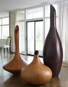 Nieuwe Stijlvolle Luxe Hoge Houten Vaas Grote Vaas Huisdecor Antiek Bamboe Vloer Vaas Decoratieve Woonkamer Hotels Restaurant