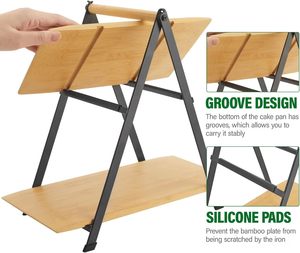 Plateau à plusieurs niveaux plateau de service à 2 niveaux bambou mariage à plusieurs niveaux service étagère à épices organisateur présentoir Charcuterie conseil pliable - Product Image 4