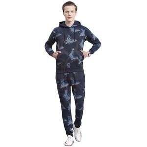 ชุดวอร์มแขนยาวสำหรับผู้ชายเสื้อฮู้ดพิมพ์ลายสีน้ำเงินเข้มพร้อมโลโก้ของตัวเอง - Product Image 1