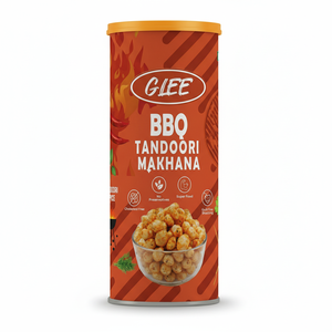 Glee Impex BBQ Tandoori Makhana Spicy 80g Pringle Jar Roasted Fox Nuts Semi-Soft Low-Fat Gluten Free High Protein Fiber Snack - Product Image 1