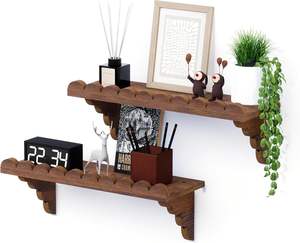 Wood Carved Wall Shelf for Bedroom & Living Room Modern Wall Mounted Shelves Home Decoration Items <b>Foldable</b> Large Capacity - Product Image 1