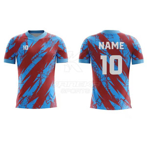 เสื้อกีฬาผู้ชายแขนสั้นสำหรับฤดูร้อน แบบซับลิเมชั่น คอวี แห้งเร็ว ระบายอากาศได้ดี ปรับแต่งสีและโลโก้ได้ - Product Image 1