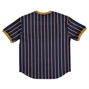 Maillot de baseball à fines rayures-T-shirt en maille Tuk noir 11/1 | Lettres de broderie en chenille | Vêtements de fraternité et de sororité - Product Image 2