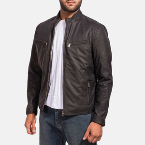 Veste de moto en cuir véritable respirante personnalisée pour homme, style décontracté, doublure en coton, fermeture éclair - Product Image 4