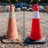 Cône de signalisation routière en PEHD de 50 cm (20 pouces) pour parking, cône de sécurité en plastique rigide de 500 mm, cône d'avertissement haute intensité