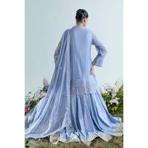 Conjunto de Vestido Indio de 3 Piezas en Tela de Algodón Bordada FE-52165, Salwar Kameez Choli Lehenga Choli para Uso Festivo con Pallu Dupatta - Product Image 3