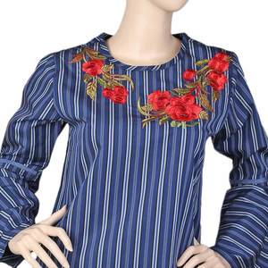 Blusa de Mujer con Rayas Bordadas - Azul Rey - Product Image 3