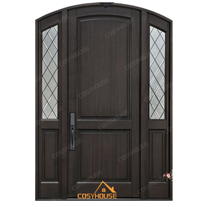 Arch tasarım ve cam paneller ile Cosyhouse özel açık ahşap çift kapı, ev giriş için klasik geleneksel tarzı - Product Image 3