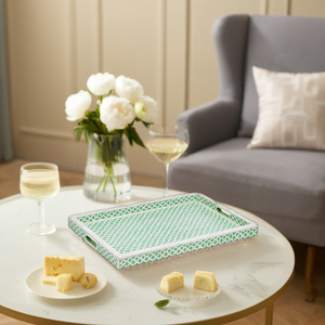 Plateau Ottoman Décoratif Rectangulaire Plateau de Service Maison en Résine avec Poignées Découpées pour Vanité de Salle de Bain et Toutes Occasions - Product Image 3