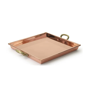 Plateau de service en cuivre martelé forme carrée décoratif maison hôtel Restaurant plateau de service alimentaire - Product Image 2